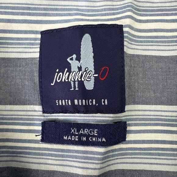JOHNNIE-O LONG SLEEVE BUTTON FRONT SHIRT‎ Men's Size X-Large Blue Stripe - Picture 8 of 11